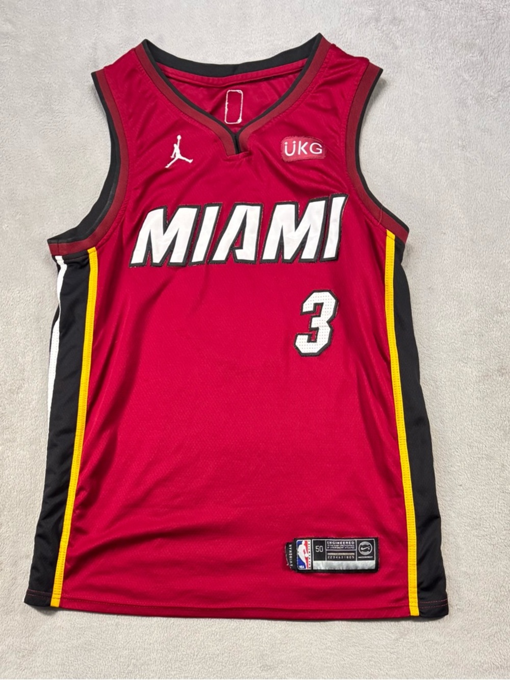 Nike Jordan Swingman Size 50 Burgundy Dwayne Wade Miami Heat Jersey #3
